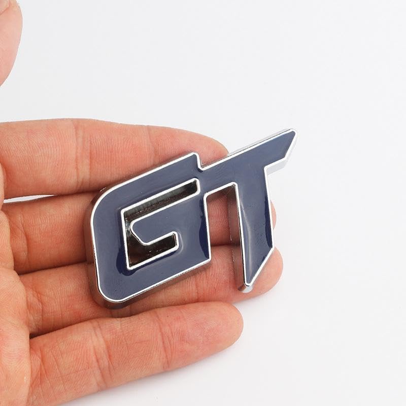 AutoBizarre شعار معدني ثلاثي الأبعاد مرتفع GT ملصق شارة لجميع السيارات والدراجات (أزرق) - Image 1