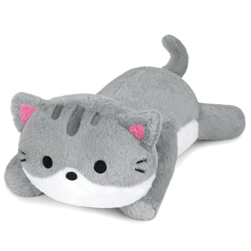 Leokawin Weighted Cat Stuffed Animals for Kids18 Inch 2 lbs Weighted Cat Plush PillowSoft Kawaii Large Grey Kitten Stuffed Animal Cuddle Plush Toy for Gifts Birthday Christmas - Image 2