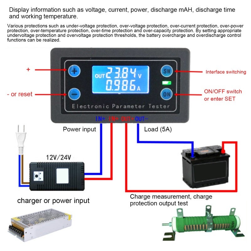 Multimeter: LCD Display Self-Powered Operation - Advanced Multi-Protection System Voltage Meter for Battery Charge Discharge Control and Electrical Testing - Image 3