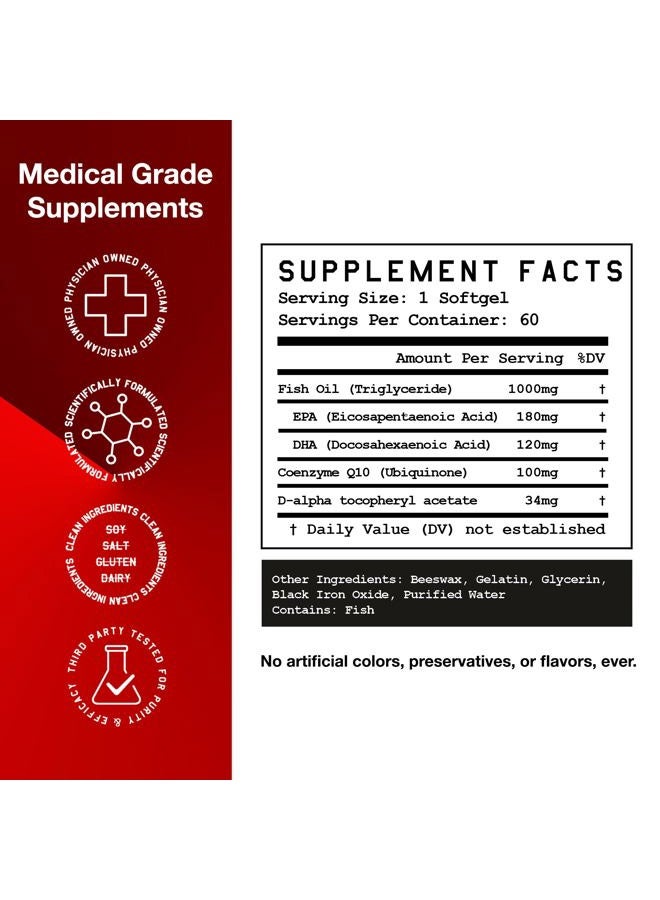 high level CoQ10, Omega-3, Vitamin E - Formulated by cardiologists for heart, body and mind health with DHA/EPA, antioxidant for energy, superior bioavailability. - Image 3