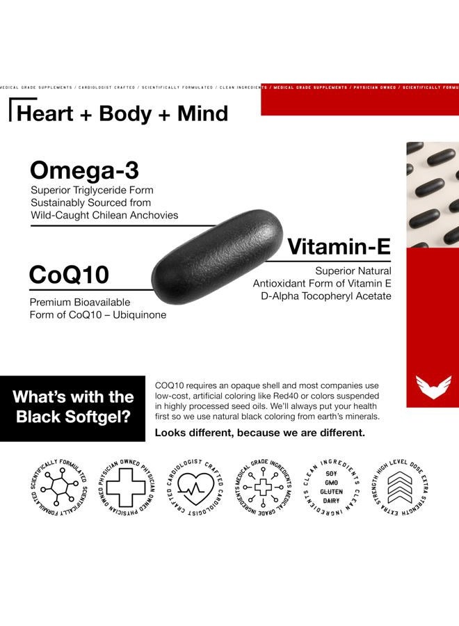 high level CoQ10, Omega-3, Vitamin E - Formulated by cardiologists for heart, body and mind health with DHA/EPA, antioxidant for energy, superior bioavailability. - Image 5