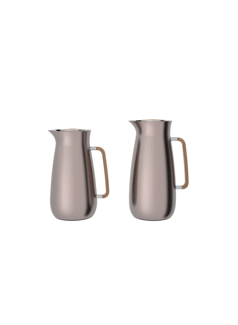 ريجال من ريبل طقم ترمس حافظ للحرارة 0.8 لتر + 1 لتر – ستانلس ستيل مزدوج الجدار مع بطانة زجاجية – حافظ ساخن وبارد - Image 1