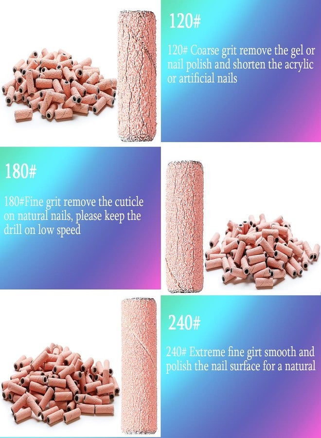 ERUIKA 100pcs Nail Drill Bits Small Sanding Bands with Upgrade 3.1mm Mandrel Bit, 120 Medium Grit Nail File Sanding Bands for Acrylic Nails Gel Removing Shaping Manicures and Pedicure(Pink, 120 Grit) - Image 4