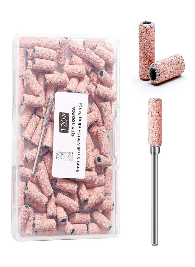 ERUIKA 100pcs Nail Drill Bits Small Sanding Bands with Upgrade 3.1mm Mandrel Bit, 120 Medium Grit Nail File Sanding Bands for Acrylic Nails Gel Removing Shaping Manicures and Pedicure(Pink, 120 Grit) - Image 1