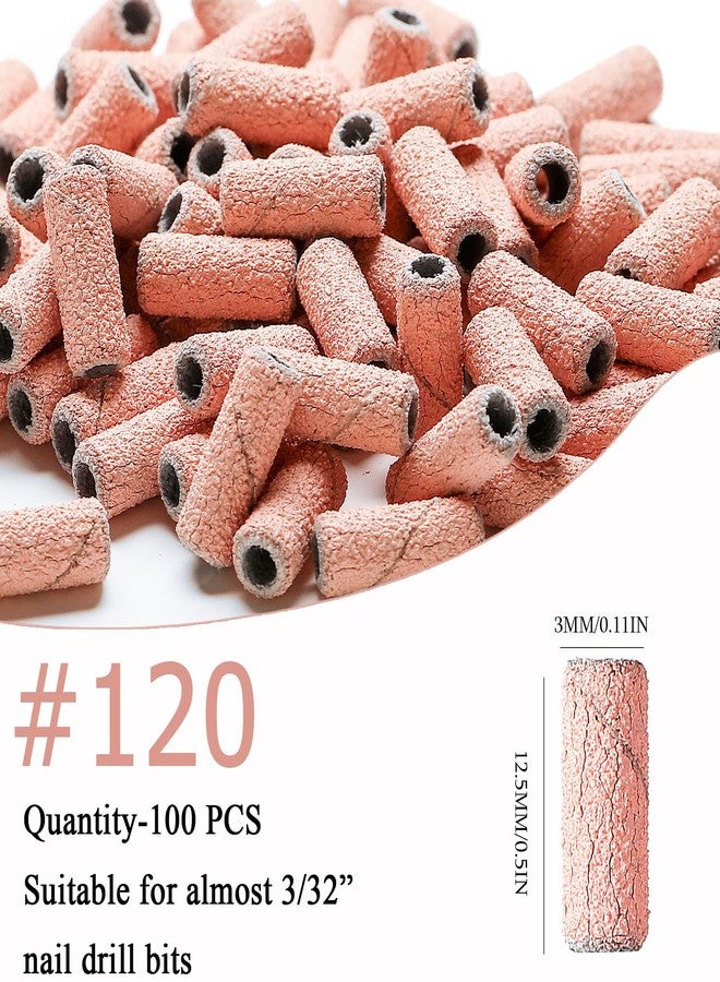 ERUIKA 100pcs Nail Drill Bits Small Sanding Bands with Upgrade 3.1mm Mandrel Bit, 120 Medium Grit Nail File Sanding Bands for Acrylic Nails Gel Removing Shaping Manicures and Pedicure(Pink, 120 Grit) - Image 2