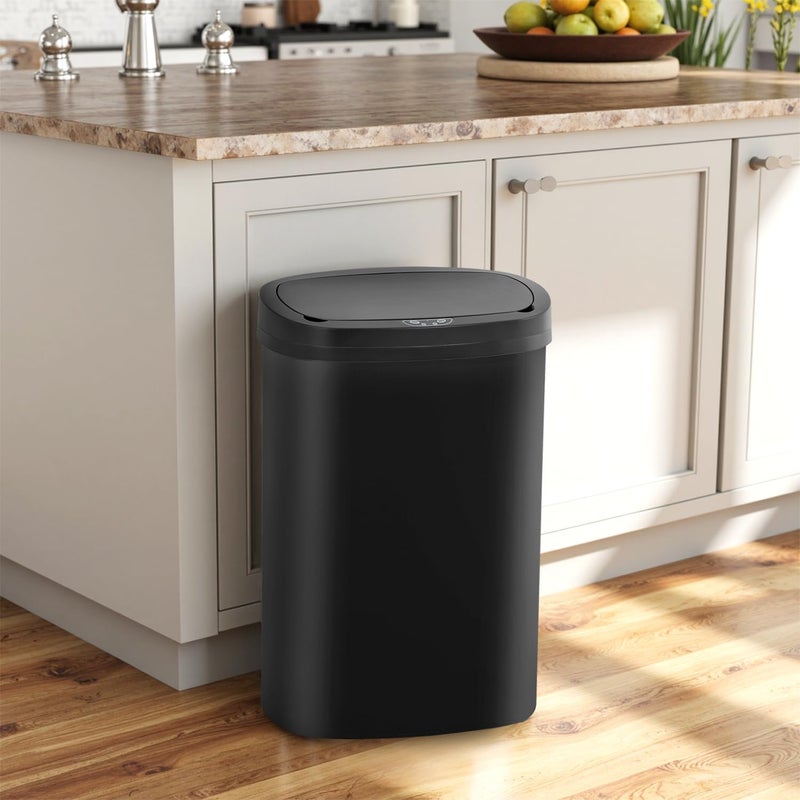 BestOffice | 13 Gallon Plastic Trash Can with Lid | Dark Black | Automatic Touchless Garbage Can | Odor Control | Modern Oval Design | Easy to Clean | Fits Any Kitchen, Bathroom, Office or Home - Image 3