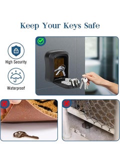 erorex Key Lock Box Waterproof Lock Box For House Keys Portable Combination Lockbox Wall Mounted Hanging Key Storage Box Resettable Code Safe Security Lock Box  - Image 2