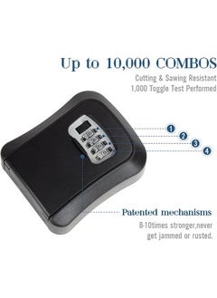 erorex Key Lock Box Waterproof Lock Box For House Keys Portable Combination Lockbox Wall Mounted Hanging Key Storage Box Resettable Code Safe Security Lock Box  - Image 4