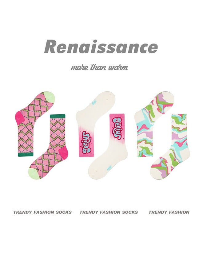 رينيسانس 3 أزواج من الجوارب الأنبوبية الرفيعة القابلة للتنفس، الجوارب القطنية الممشطة الأنيقة للنساء، جوارب عصر النهضة غير الرسمية - Image 1