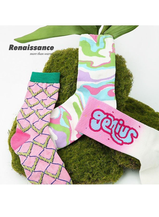 رينيسانس 3 أزواج من الجوارب الأنبوبية الرفيعة القابلة للتنفس، الجوارب القطنية الممشطة الأنيقة للنساء، جوارب عصر النهضة غير الرسمية - Image 2