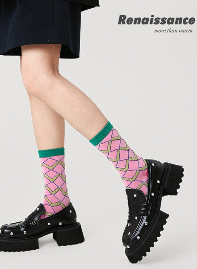 رينيسانس 3 أزواج من الجوارب الأنبوبية الرفيعة القابلة للتنفس، الجوارب القطنية الممشطة الأنيقة للنساء، جوارب عصر النهضة غير الرسمية - Image 3