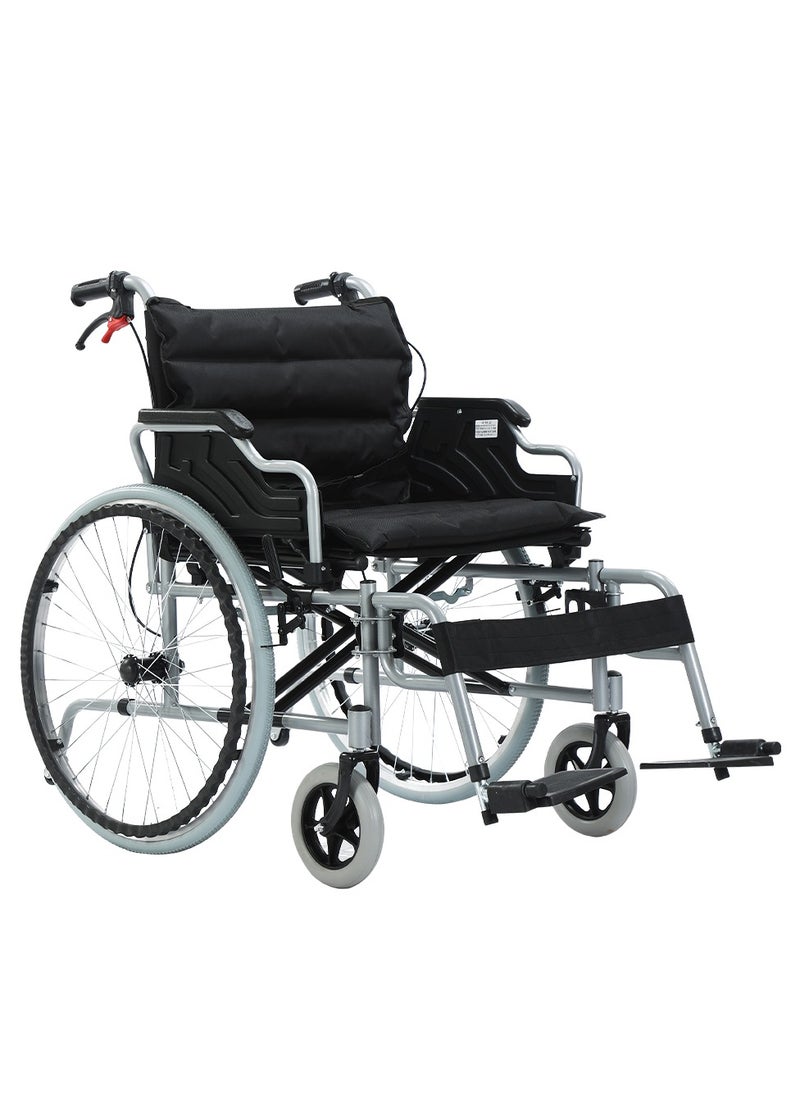 Cool Baby 56CM Wide Foldable Lightweight Wheelchair for Adult 300lbs Heavy-Duty Folding Transport Self-Propelled Wheel Chair with 24-Inch Seat  - Image 1