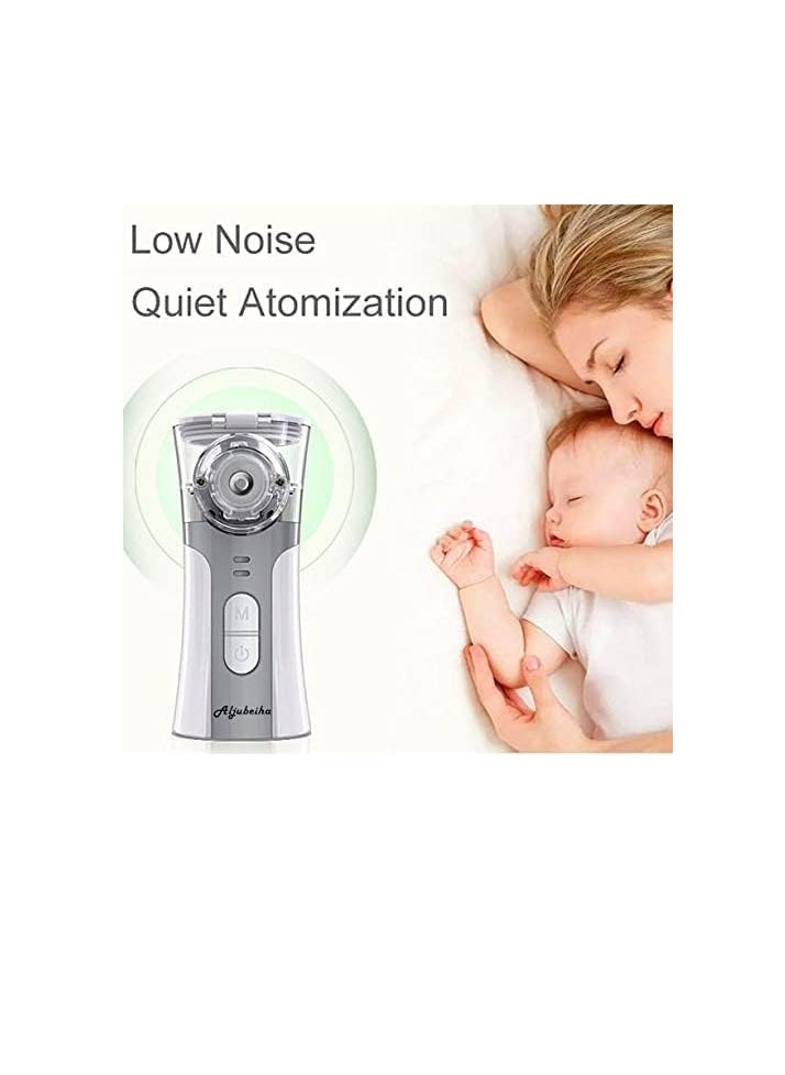 Generic - Aljubeiha Nebulizer Automatic Steam Inhaler Portable Handheld Mini Vaporizers Inhalator Mesh Atomizer Ultrasonic Cool Mist Mechine with USB Cable Charge and 2 Masks ，2 Batteries (Grey) - Image 1