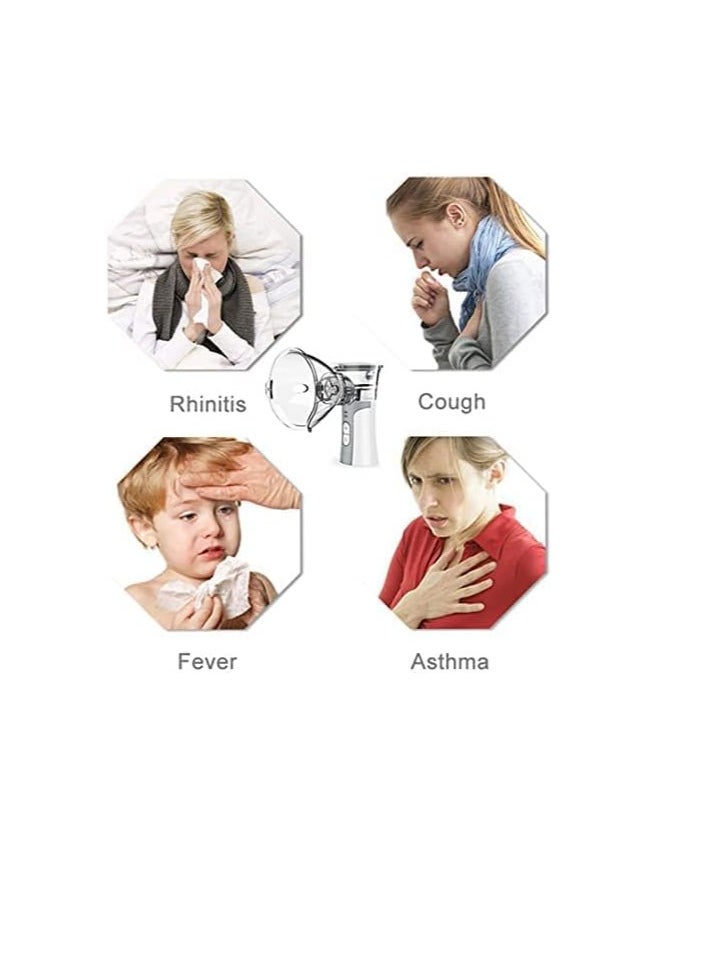 Generic - Aljubeiha Nebulizer Automatic Steam Inhaler Portable Handheld Mini Vaporizers Inhalator Mesh Atomizer Ultrasonic Cool Mist Mechine with USB Cable Charge and 2 Masks ，2 Batteries (Grey) - Image 1