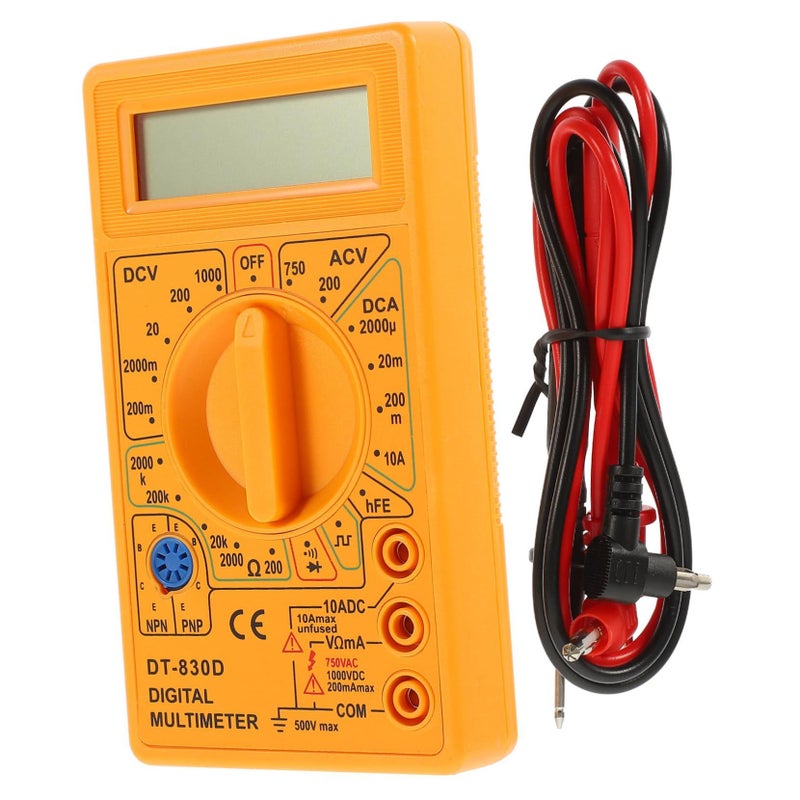 2Pcs Yellow Digital Multimeter Handheld Tester LCD Display Voltage Ampere Ohm Diode Testing - Image 2