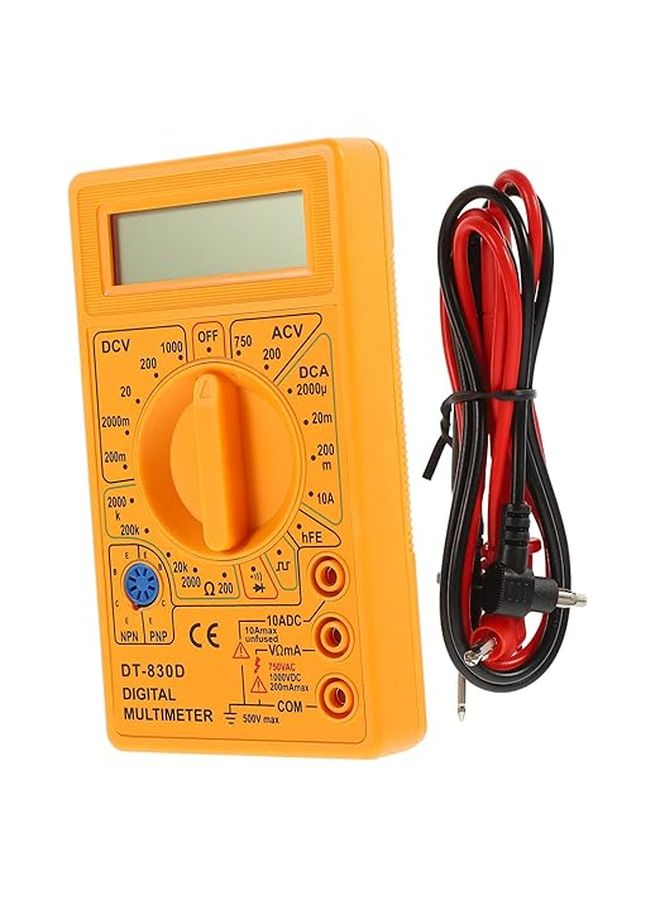 2Pcs Yellow Digital Multimeter Handheld Tester LCD Display Voltage Ampere Ohm Diode Testing - Image 1