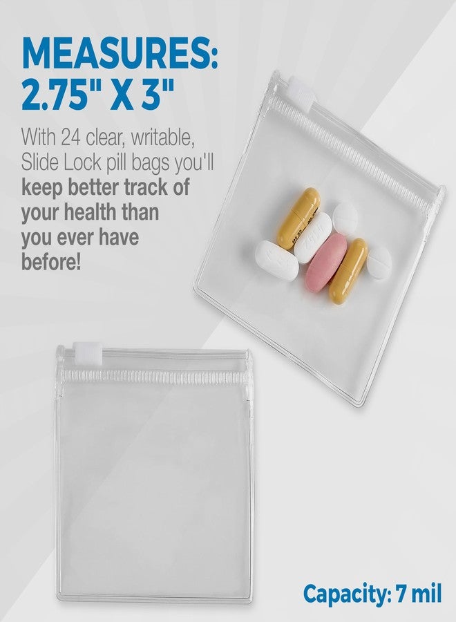 MEDca Zippered Pill Pouch Bags - 24 Pcs, Slide Lock Clear Plastic Mini Bags, BPA-Free for Pills Vitamins, Supplements, Medications, Jewelry, Crafts, Small Objects - Self-Sealing, Reusable, Travel-Friendly - Image 2