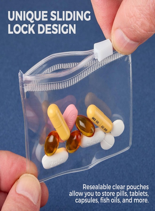 MEDca Zippered Pill Pouch Bags - 24 Pcs, Slide Lock Clear Plastic Mini Bags, BPA-Free for Pills Vitamins, Supplements, Medications, Jewelry, Crafts, Small Objects - Self-Sealing, Reusable, Travel-Friendly - Image 3