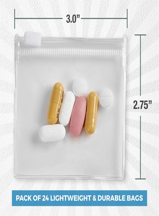 MEDca Zippered Pill Pouch Bags - 24 Pcs, Slide Lock Clear Plastic Mini Bags, BPA-Free for Pills Vitamins, Supplements, Medications, Jewelry, Crafts, Small Objects - Self-Sealing, Reusable, Travel-Friendly - Image 4