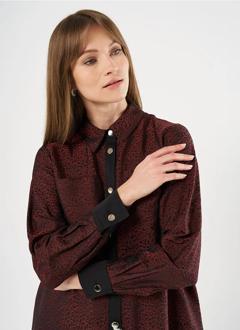 Kayra Double-Pocket Jacquard Tunic Chestnut