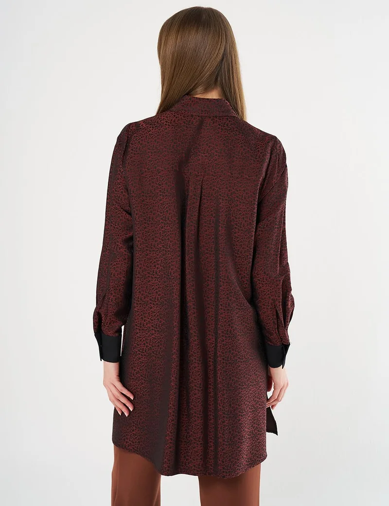 Kayra Double-Pocket Jacquard Tunic Chestnut