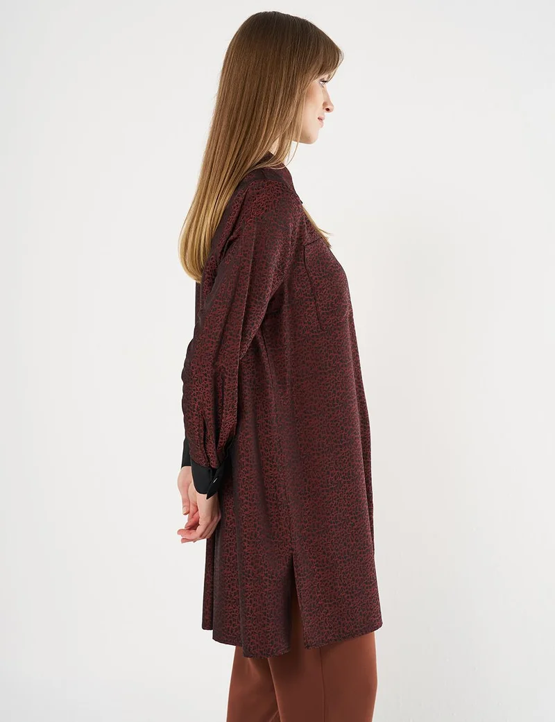 Kayra Double-Pocket Jacquard Tunic Chestnut
