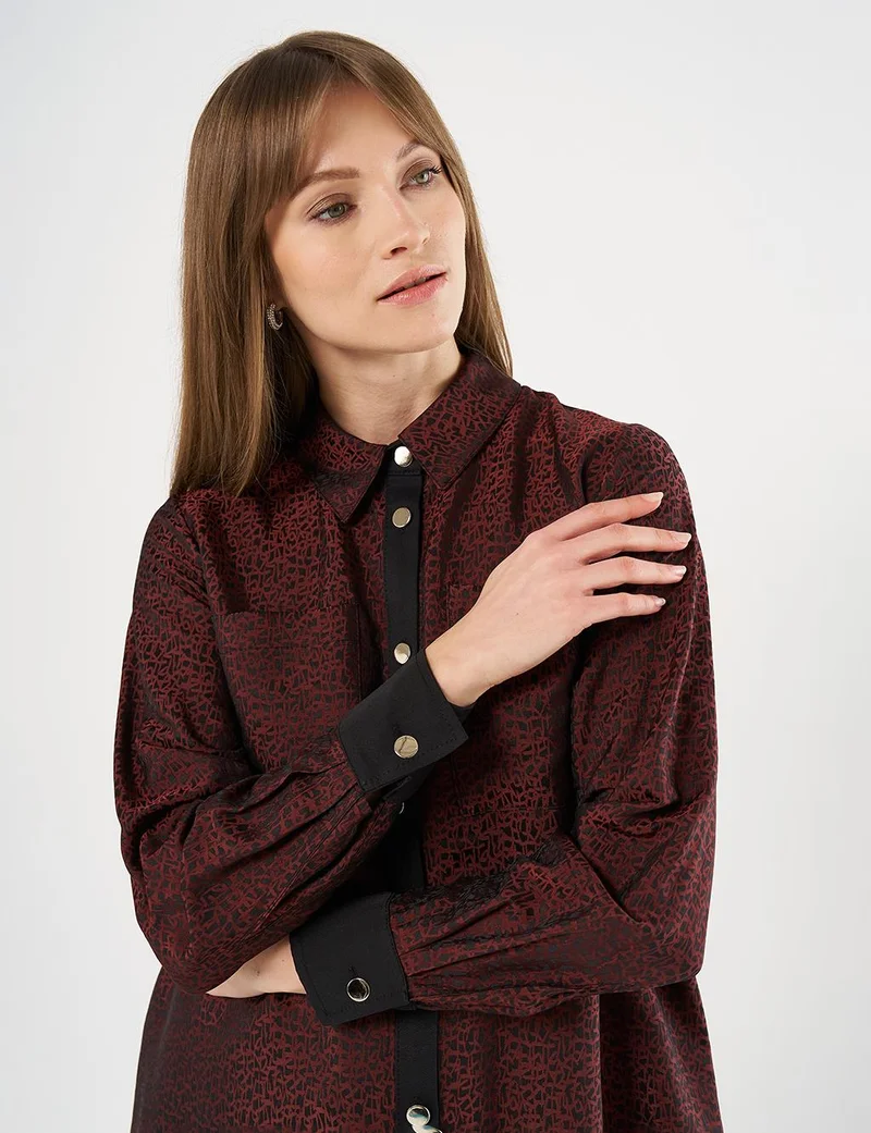 Kayra Double-Pocket Jacquard Tunic Chestnut