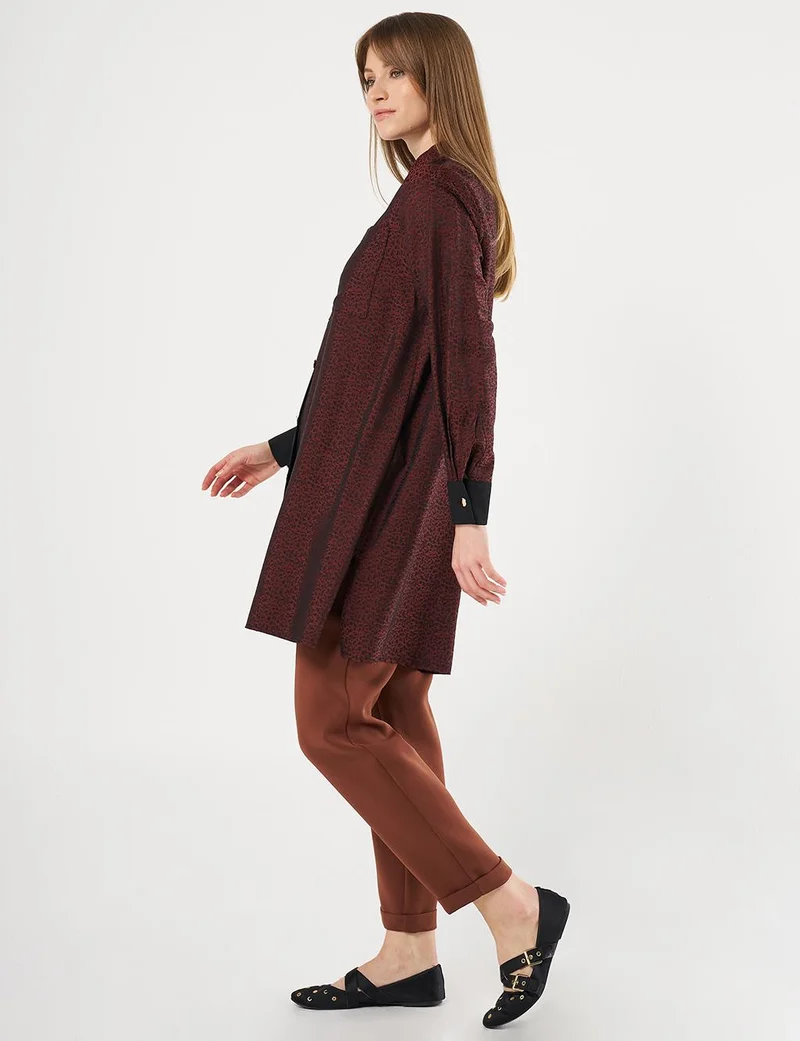 Kayra Double-Pocket Jacquard Tunic Chestnut