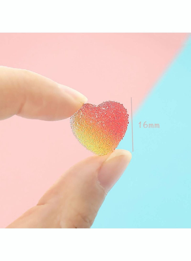 60Pcs Slime Charms Mixed Candy Resin Cabochon Love Heart Mini Sweet Candy Model Clay Polymer Resin Gummies Kits DIY Slime Accessories for Scrapbooking Crafts