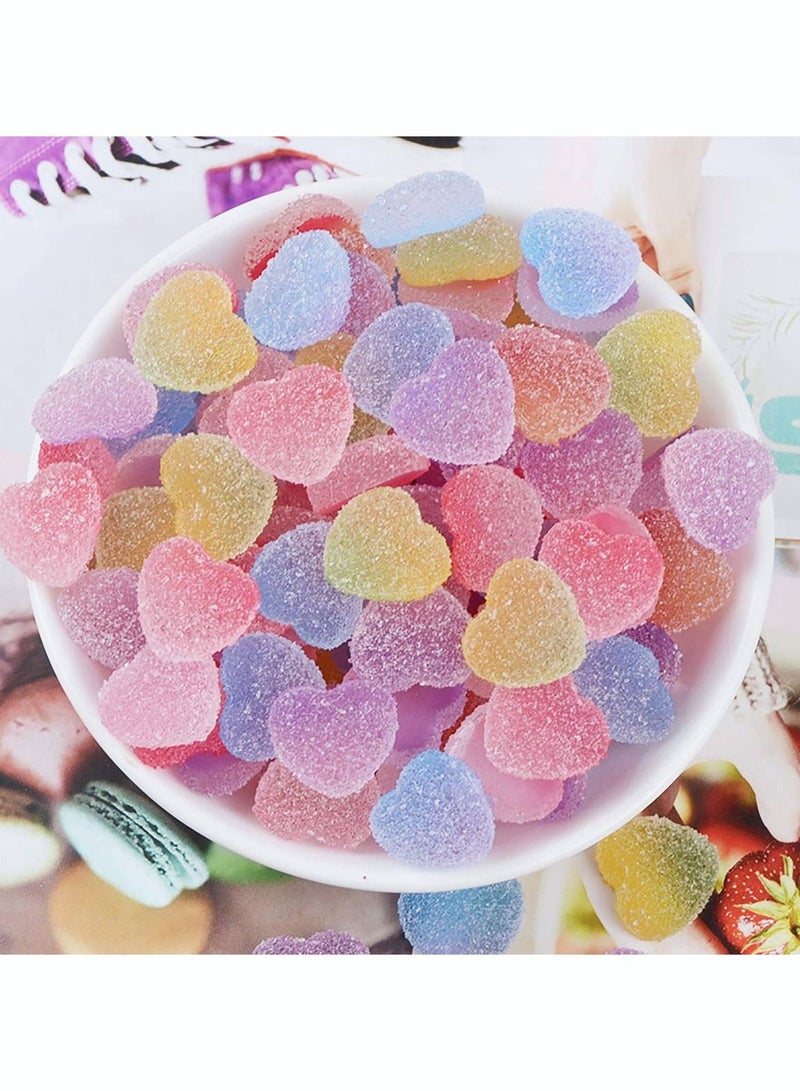 60Pcs Slime Charms Mixed Candy Resin Cabochon Love Heart Mini Sweet Candy Model Clay Polymer Resin Gummies Kits DIY Slime Accessories for Scrapbooking Crafts