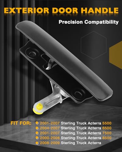 Gledewen Driver Door Handle Compatible with 20002009 Sterling Truck Acterra 5500 6500 7500 8500 Smooth black Exterior Front Left Side Door Handle Replace 7605215 A1851913004 Outside Outer Door Part - Image 3
