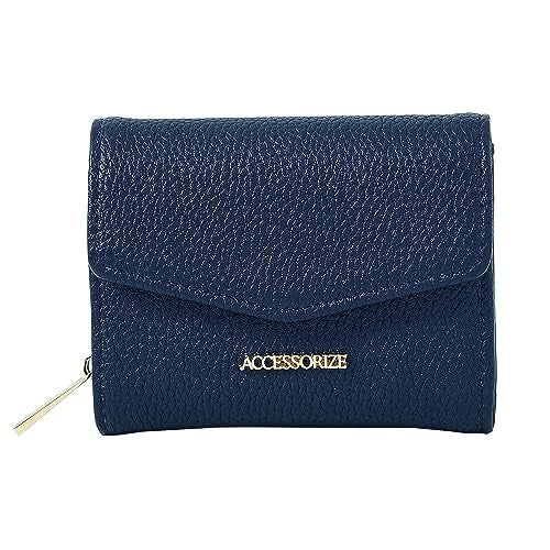 Accessorize London Women's Navy Small Flap Zip Around Purse - Image 1