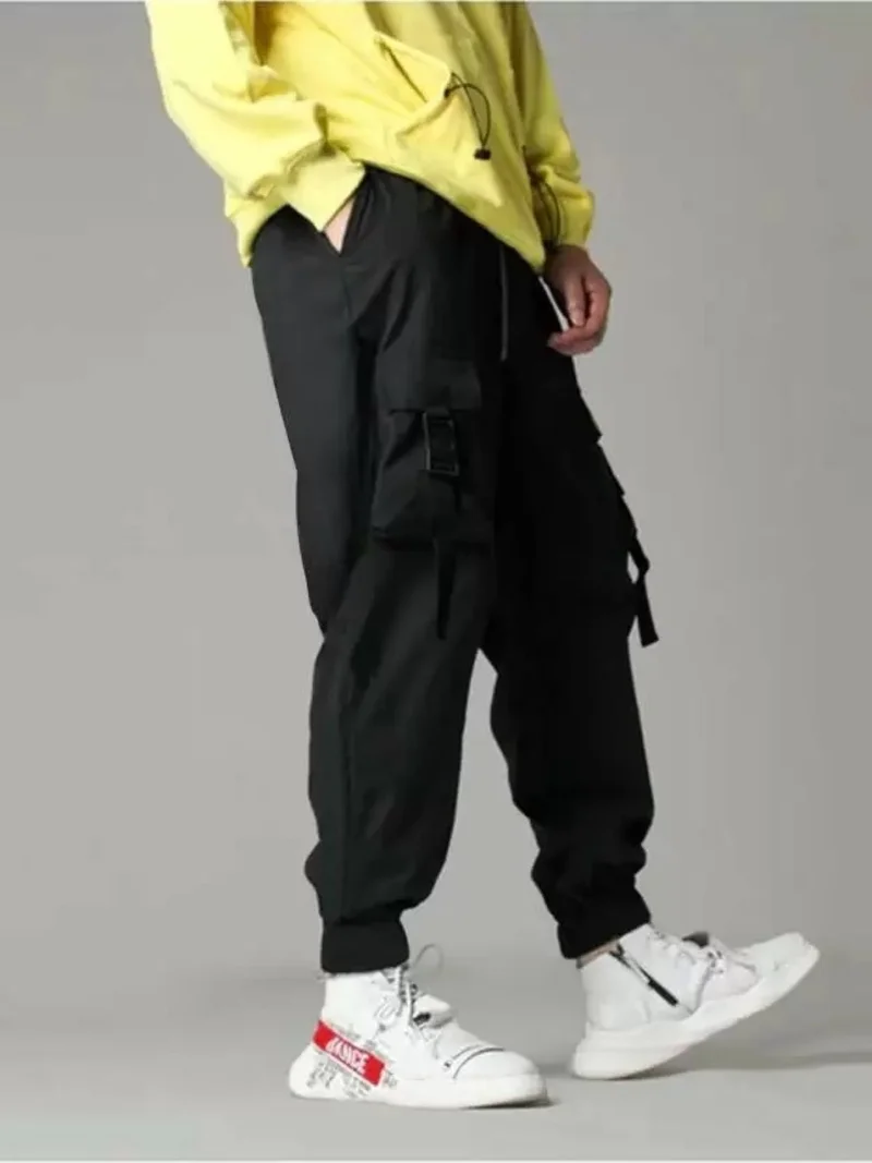 مانياك مانياك بنطلون رياضي رجالي أسود بقصة واسعة من البوليستر