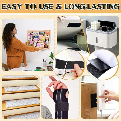 BlissfulBlend 30 Ft×2 Inches Hook and Loop Tape, Strong Viscosity Adhesive Back Arbitrary Cutting, Sticky for Fabrics Nylon Self Adhesive Tape for Home Office School and Crafting, Reuse 2 Rolls Black and A Scissors - Image 5