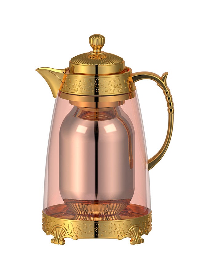 REEM Glass Tea & Coffee Flask 1 Liter Pink/Gold