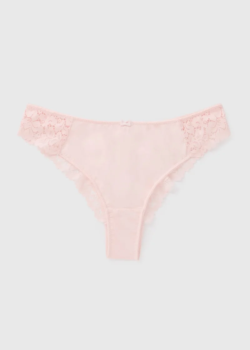 Matalan Pink Lace Detail Brazilian Knickers