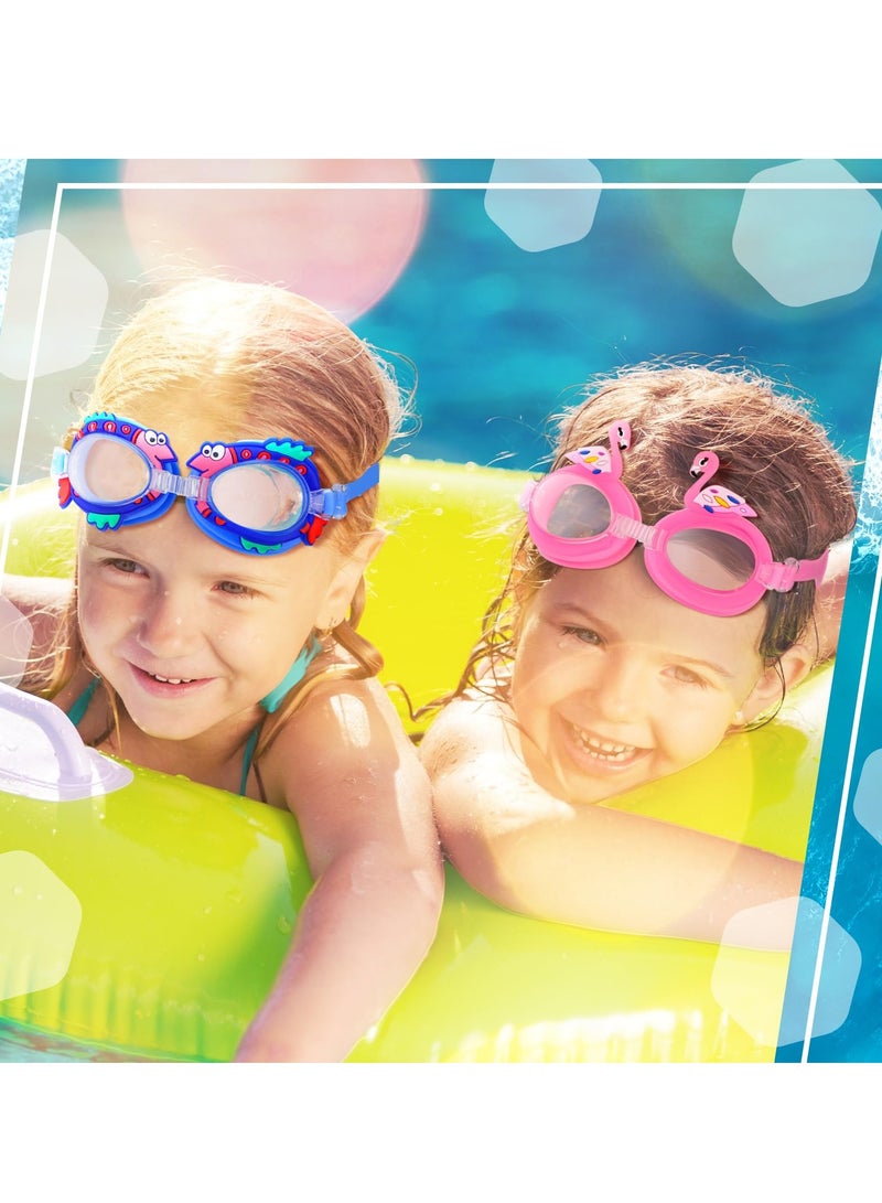 KASTWAVE Swimming Goggles for Kid, 2 Pcs Soft Silicone Anti Fog Leakproof Carton Goggles with Clear Vision, Adjustable Head Strap & Wide View, No Leaking UV Protection Lenses for 3-9 Years Old Girls Boys - Image 5