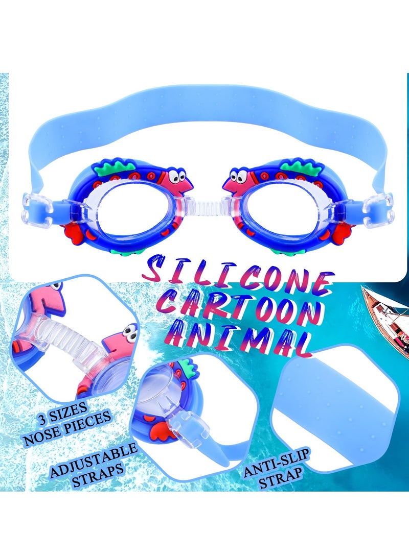 KASTWAVE Swimming Goggles for Kid, 2 Pcs Soft Silicone Anti Fog Leakproof Carton Goggles with Clear Vision, Adjustable Head Strap & Wide View, No Leaking UV Protection Lenses for 3-9 Years Old Girls Boys - Image 4