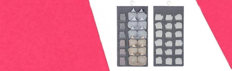 NH Fashion Hub NH Fashion Hub Dual Sided Hanging Pockets Wall Shelf Wardrobe Storage Bags Oxford Cloth Space Saver Bag for Bra Underwear Underpants Socks1Pack  - Image 3
