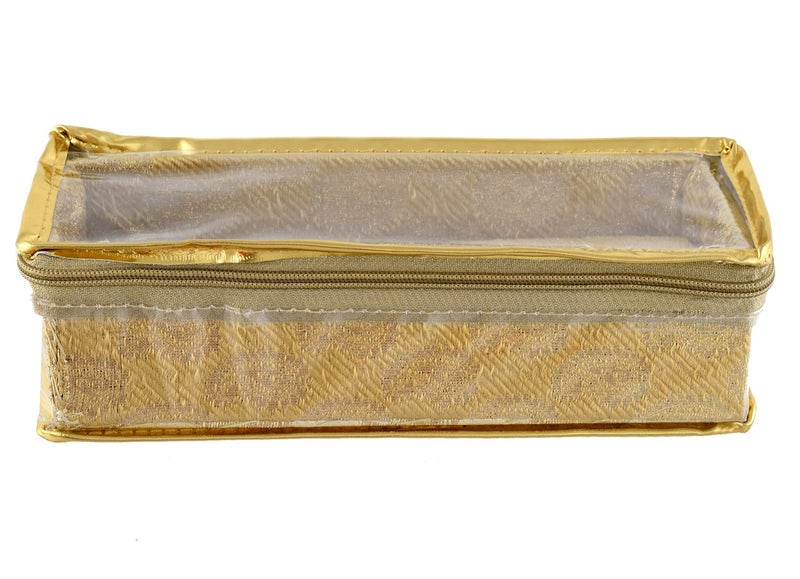 Kuber Industries Kuber Industries Carry Design Brocade Hardboard One Rod Bangle Box (Gold) -CTKTC38738  - Image 2