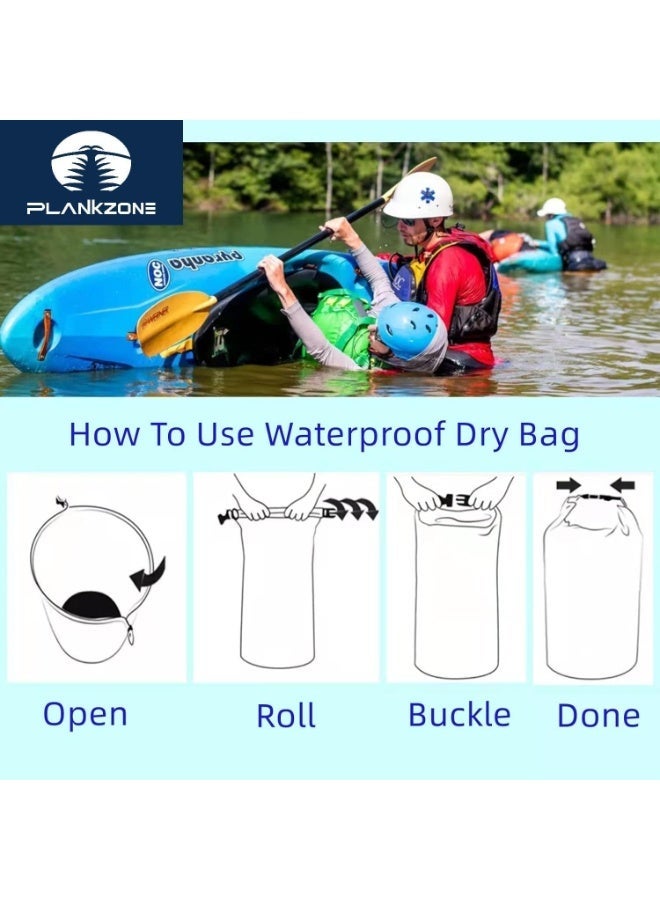 Plankzone Waterproof Dry Bag Roll Top Compression Sack, 30L, Army Blue, Lightweight Foldable for Kayaking, Beach, Rafting, Boating, Hiking, Camping, Fishing with Floating Waterproof Phone Pouch - Image 3