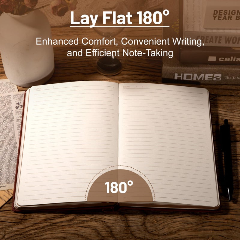CAGIE Compass Leather Journal Gift for Men - Vintage Writing Notebook with Pen, 100 GSM 288 Page Lined Journal A5 Hardcover, 180Â° Lay Flat, Daily, Travel, Office & Gift Idea - Image 4