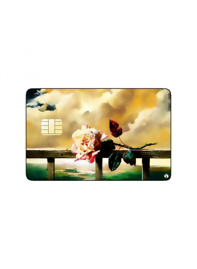 RKN PRINTED BANK CARD STICKER Beautiful Pink Flower Drawing - Image 1