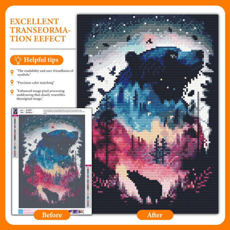 Offito Bear Diamond Art Kits for Adults, Forest Polar Bear Diamond Painting Kits for Beginners, DIY Full Drill Dots Gem Art Paint for Home Wall Decor 12 x 16 Inch - Image 2