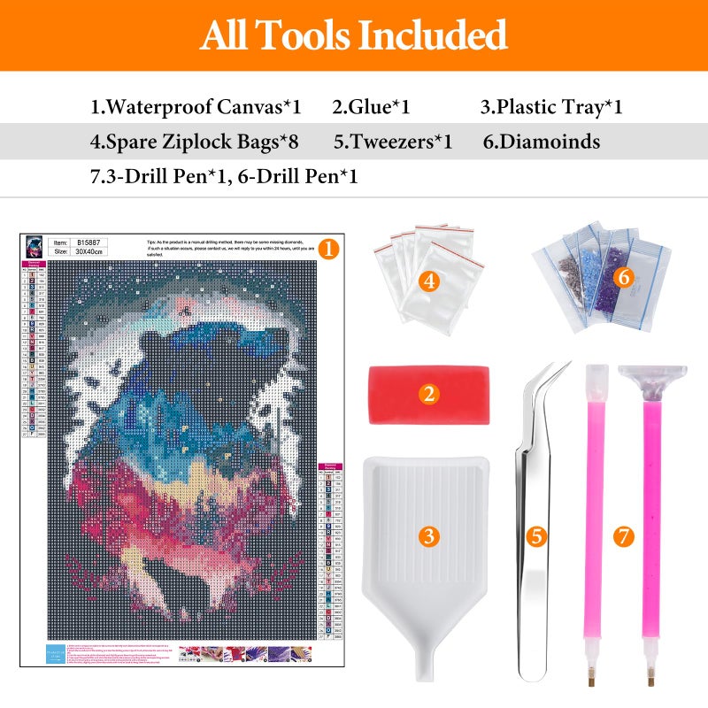 Offito Bear Diamond Art Kits for Adults, Forest Polar Bear Diamond Painting Kits for Beginners, DIY Full Drill Dots Gem Art Paint for Home Wall Decor 12 x 16 Inch - Image 5