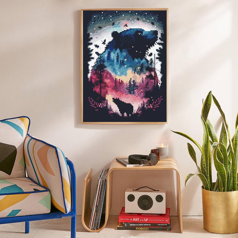 Offito Bear Diamond Art Kits for Adults, Forest Polar Bear Diamond Painting Kits for Beginners, DIY Full Drill Dots Gem Art Paint for Home Wall Decor 12 x 16 Inch - Image 3