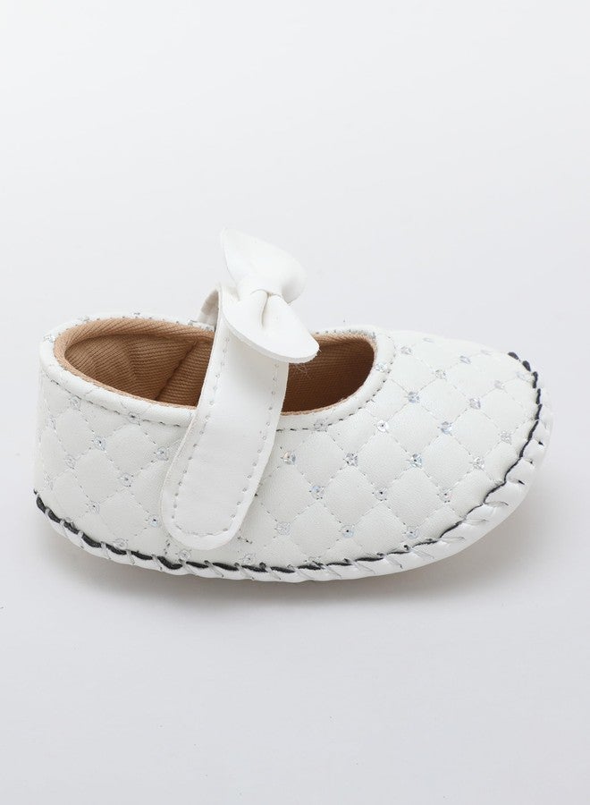 PureSole Baby Girl Soft Sole Infant Shoes - Lightweight, Comfortable Crib Shoes for Toddlers | Non-Slip First Walker Shoes with Secure Fit for Crawling, Cruising & Early Walking (White - Dots) - Image 3