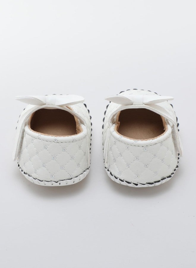PureSole Baby Girl Soft Sole Infant Shoes - Lightweight, Comfortable Crib Shoes for Toddlers | Non-Slip First Walker Shoes with Secure Fit for Crawling, Cruising & Early Walking (White - Dots) - Image 4