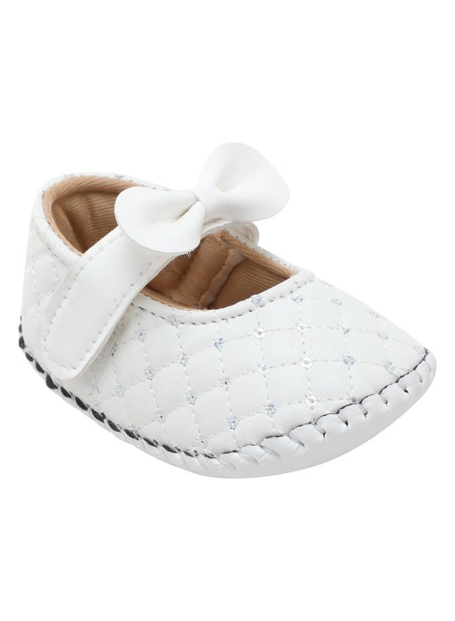 PureSole Baby Girl Soft Sole Infant Shoes - Lightweight, Comfortable Crib Shoes for Toddlers | Non-Slip First Walker Shoes with Secure Fit for Crawling, Cruising & Early Walking (White - Dots) - Image 1