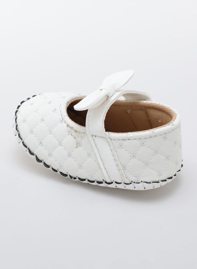 PureSole Baby Girl Soft Sole Infant Shoes - Lightweight, Comfortable Crib Shoes for Toddlers | Non-Slip First Walker Shoes with Secure Fit for Crawling, Cruising & Early Walking (White - Dots) - Image 2